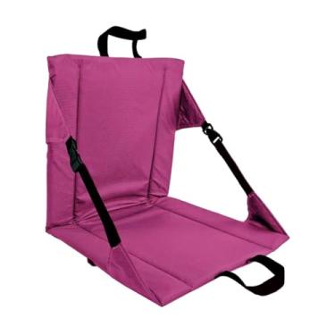 Imagem de KiBcsLic Assento de arquibancada de estádio com apoio para as costas, cadeira de arquibancada portátil dobrável multiuso para viagens, praia e caminhadas, Rosa Vermelha