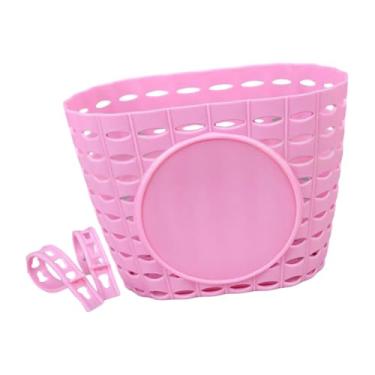 Imagem de KiBcsLic Cesta de bicicleta infantil, bolsa de bagagem, recipiente removível à prova d'água, cesta frontal de armazenamento para ciclismo ao ar livre para, Rosa