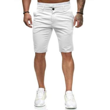 Imagem de Shorts masculinos HUNGSON Slim Fit Stretch Chino, brancos, tamanho 34