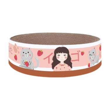 Imagem de KiBcsLic Arranhador para gatos, cama de papelão, suprimentos para animais de estimação, sofá, tigela redonda, almofada de arranhar ondulada, placa de, Rosa
