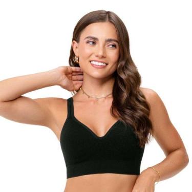 Imagem de Sutiã Comfort com Bojo Removível Jacquard sem Costura Preto Zee Rucci,