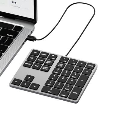 Imagem de Kisnt Teclado numérico USB-C com fio, teclado numérico de 34 teclas fino tipo C, teclado USB portátil de 10 teclas para laptop, Apple Mac, iMac MacBook Pro/Air, Windows PC.