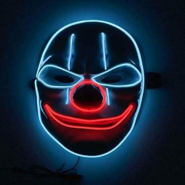 Imagem de SHANJIA Máscara de Halloween, máscara iluminada, crânio assustador com iluminação LED para festival de Halloween, cosplay, baile de máscaras, festa de carnaval (estilo 6)