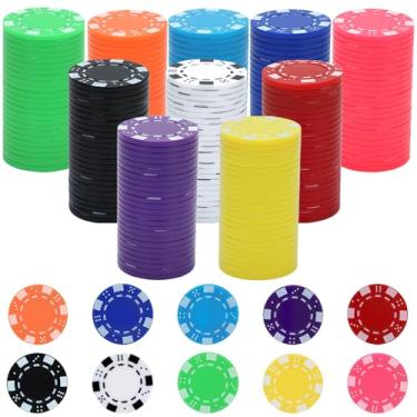 Imagem de Coopay Conjunto de 250 fichas de pôquer de plástico para Texas Hold'em, Blackjack, conjunto de fichas de pôquer com bordas listradas de dados para jogo de tabuleiro, clube de cartas, eventos temáticos
