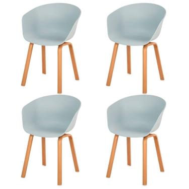 Imagem de Kit 4 Cadeiras ANM8095F Toledo Anima Office Assento Polipropileno Cinza Base Aço Simulando Madeira