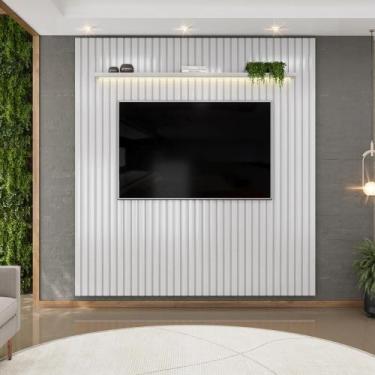 Imagem de Painel para TV até 75 Polegadas Ripado com LED DJ Móveis Trento 223 Ba