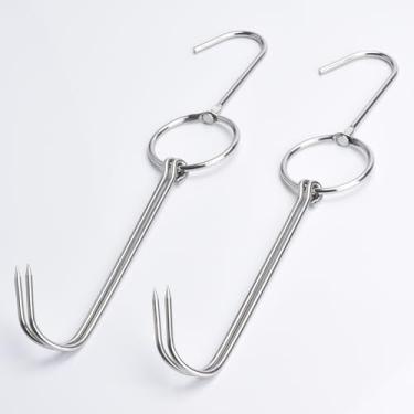 Imagem de (12,5 polegadas) - Ganchos de carne Gancho de acougueiro Ganchos duplos de processamento de carne Gancho de aco inoxidavel Dispositivo giratorio churrasqueira de abate (32 cm)