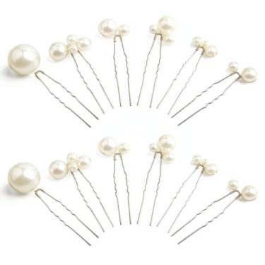 Imagem de Alfinetes de cabelo Spry Wedding Pearl (12 unidades) prata em forma de