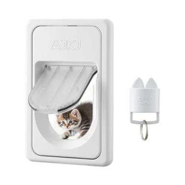 Imagem de AJKJ Porta eletrônica inteligente para animais de estimação, porta automática para cães e gatos com 3 modos, sensor eletrônico alimentado por bateria, porta para animais de estimação com 1 chave de