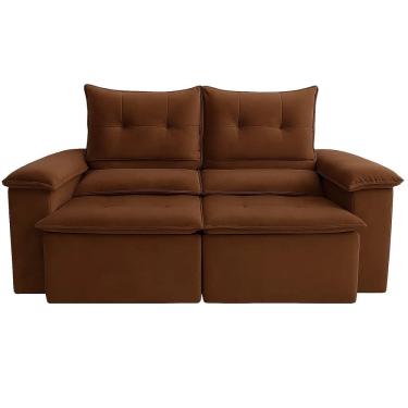 Imagem de Sofá Pequim em Veludo 2 Lugares Retrátil e Reclinável 180cm União Cor Marrom