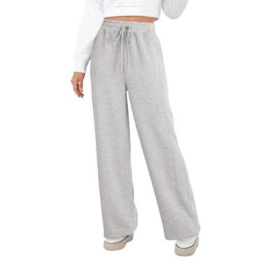 Imagem de Calça de moletom Dokotoo 2024 Fall Wide Leg para mulheres cinza claro
