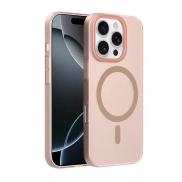 Imagem de Capa protetora translúcida fosca com carregamento magnético em cores doces para iPhone 16, 16e, 15, 14 Plus, 13, 12, 11 Pro Max (para iPhone 16e/Desert Titanium)