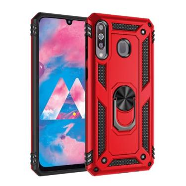 Imagem de SORAKA Capa para Samsung Galaxy M30 com suporte para anel Capa Slim Fit de TPU macio Capa Samsung Galaxy M30 com placa de metal para suporte magnético de telefone para carro
