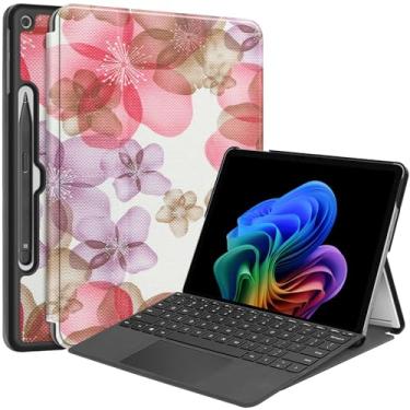 Imagem de Capa inteligente para Microsoft Surface Pro 1ª edição 30.5 cm 2025, capa rígida de visualização de vários ângulos Ratesell compatível com capa tipo teclado e suporte de caneta flor