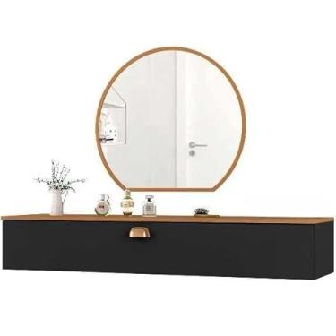 Imagem de Penteadeira ou Console com Gaveta 100cm | Corrediças Metálicas para Camarim e Sala (Preto/Nature)