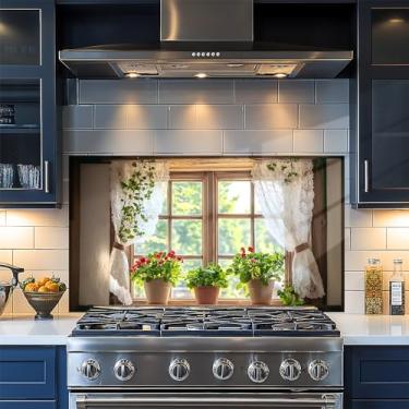 Imagem de Papel de parede de cozinha autoadesivo à prova de óleo à prova d'água Backsplash filme protetor de parede papel removível para armário 76 x 16 polegadas