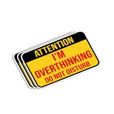 Imagem de (3 peças) Attention I'm Overthinking Do Not Disturb Adesivo Engraçado Citações Sarcásticas Overthinker Decalque de Vinil para Tumbler Laptop Kindle Garrafas de Água Livros Telefone - Tamanho 7 x 4 cm