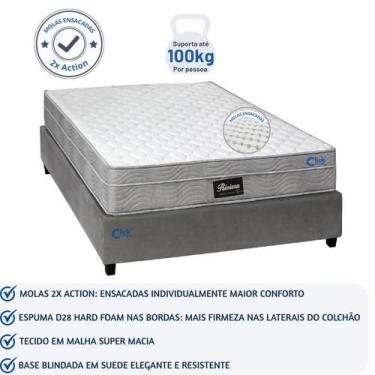 Imagem de Colchão Casal 138cm Molas Ensacadas com Base Box Blindada Resistente T