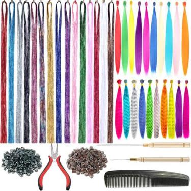 Imagem de Kit de enfeites de cabelo XIAO TAO ZI 3000 Strands 110 cm com ferramen