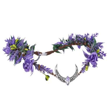 Imagem de Flower Crown MOSTORY Purple Moon feita à mão para mulheres