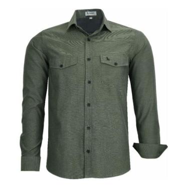 Imagem de Camisa Social Amil Masculina 2 Bolsos Fácil De Passar 1852, Militar, 1