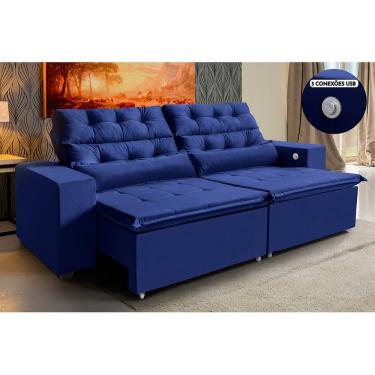 Imagem de Sofá América 2,52 m 3 Lugares Tecnologia Carregamento 3 portas USB Retrátil e Reclinável - WS ESTOFADOS