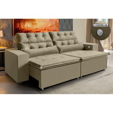 Imagem de Sofá América 2,52 m 3 Lugares Tecnologia Carregamento 3 portas USB Retrátil e Reclinável - WS ESTOFADOS