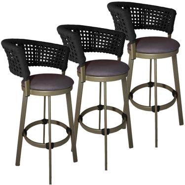 Imagem de 3 Banqueta Corda Náutica em Alumínio Balcão Jardim, Edícula Balcão, Edícula, Cozinha Trama