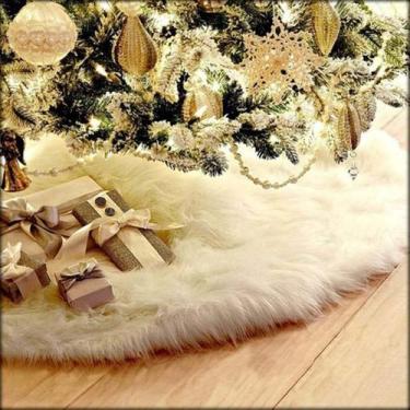 Imagem de Saia de árvore de Natal AOGU Faux Fur White Plush 180cm