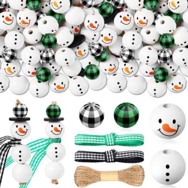 Imagem de Kit de miçangas de madeira Craft Beads Landical 180P Christmas Snowman
