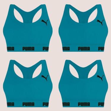 Imagem de Kit Com 4 Tops Puma Nadador Sem Costura E Sem Bojo Fitness Fit Para Academia Corrida Treino-Feminino