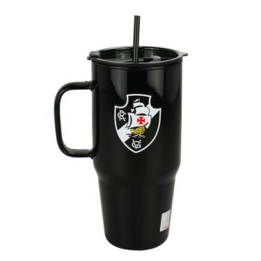 Imagem de Caneca Vidro Opaca Canudo E Tampa 1200ml - Vasco Da Gama-Unissex