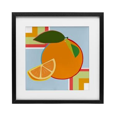 Imagem de Stupell Industries Impressão emoldurada geométrica laranja fruta preta sob vidro, design por Daniela Santiago, 13 x 13