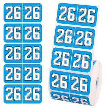 Imagem de 500 adesivos de 2026 anos, adesivos autoadesivos coloridos de 26 anos de 9 x 3,5 cm, etiquetas de pasta de arquivo para pastas de arquivos, materiais de escritório (azul)
