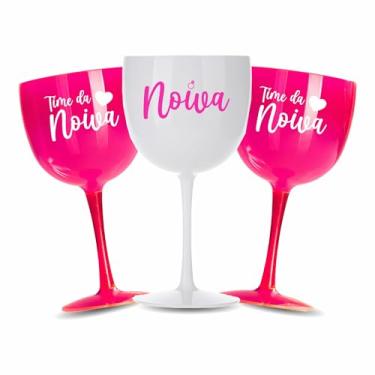 Imagem de Kit 12 Taças Gin Vodka 580ml Acrílica - Personalizadas Chá de lingerie despedida de solteira madrinhas Bride Noiva - Aloha (Rosa Neon - Noiva)