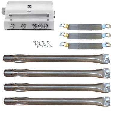 Imagem de 4 Queimadores + 3 Tubos Em Inox 304 Para A Churrasqueira A Gás Evol Florence, Peças Da Linha Premium