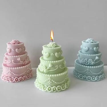 Imagem de Moldes de vela – Molde de silicone para fazer velas, moldes 3D DIY para cera de soja, cera de abelha, vela perfumada, presentes de Dia dos Namorados, Natal Dia das Mães (bolo de aniversário)