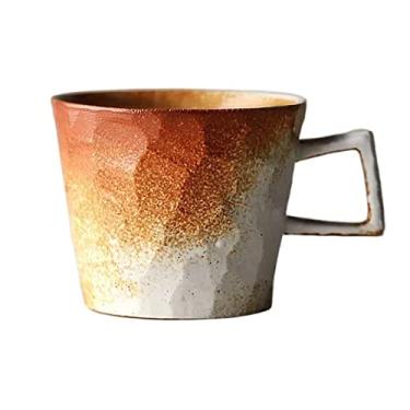 Imagem de GRFIT Caneca 280 ml Cerâmica Grossa Xícara de Café Caneca Retrô Simples Doméstico Irregular Seção Processo de Mudança de Forno Feito à Mão Caneca de Café Caneca de Café (Cor: Latão)