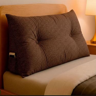 Imagem de Almofada de Cabeceira Encosto Apoio para Lombar com Bolso Lateral 90x50x20 - BF Colchões