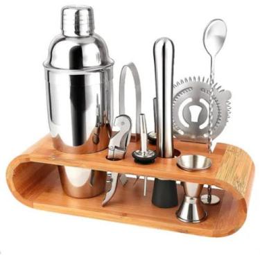 Imagem de Kit Bar Coqueteleira Profissional Com Suporte Em Bambu - bbless