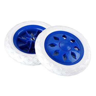 Imagem de 2 peças de substituição para carrinho de compras, rodízios, 16,5 cm de diâmetro, borracha, espuma, azul claro, vermelho, azul (azul)