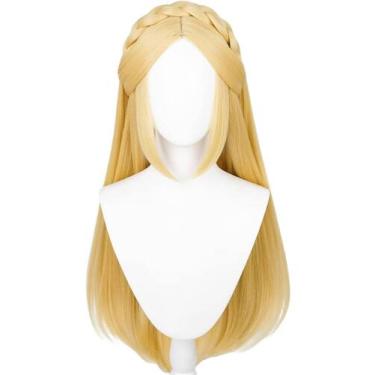 Imagem de Peruca meio a meio longa, loira reta, anime princesa - Half and Half