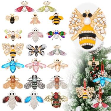 Imagem de Craftsatin 20 peças de enfeites de borboleta de Natal coloridos para pendurar monarca de mel, enfeites de Natal, lembrança, árvore de Natal, presentes para mulheres, irmã mãe, avó (abelha)