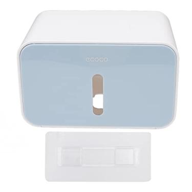 Imagem de Tampa da caixa de rolo de papel higiênico montada na parede, sem necessidade de perfuração, à prova d'água, livre de perfurações, evita corrosão, suporte de tecido de banheiro (Azul)