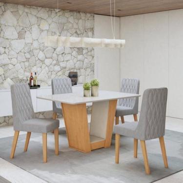 Imagem de Conjunto Sala de Jantar 4 Lugares Retangular Tampo Vidro/MDF Mesa Apog