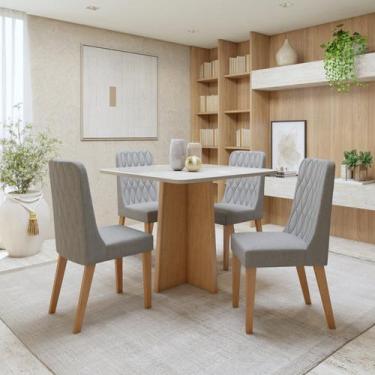 Imagem de Conjunto Sala de Jantar 4 Lugares Quadrado Tampo Vidro/MDF Mesa Celebr