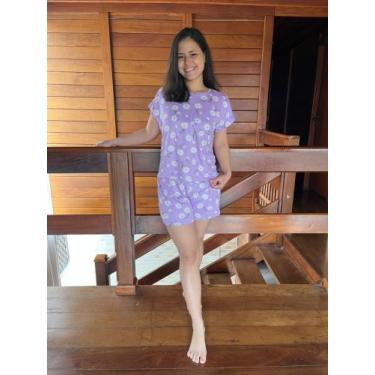 Imagem de Pijama Verão Conjunto Suede Manguinha Baby Doll Short Doll Estampado -