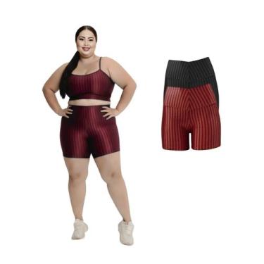 Imagem de Kit 2 Short Legging 3D Academia Fitness Feminino Plus Size - Roger, Vi