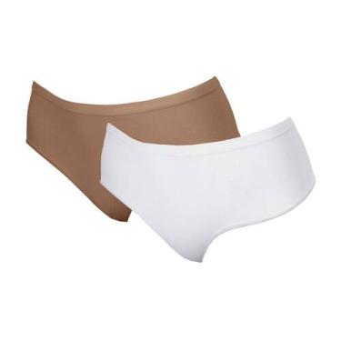 Imagem de Kit 2 Calcinhas Cintura Baixa Hanes 1147 Avelã/Branco - GG, GG, Avelã,