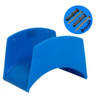 Imagem de Suporte meia lua fixo parede para mangueira jardim - Policamp, Azul